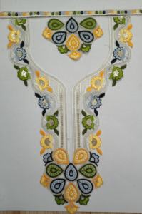 Patchs brodés artistiques collier de cou en tissu net avec embellissements de paillettes pour l'artisanat de couture de vêtements de mode indienne - Product Image 4