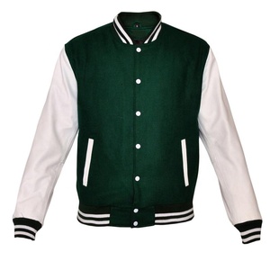Winter Men's Varsity <b>Jacket</b> with Leather Sleeves and Wool Lining Customizable Design and Front Logo - Product Image 4