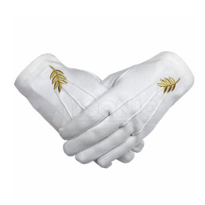 100% guantes masónicos de algodón Compass & G Blue Machine bordado Queen of the South Glove-algodón blanco puro - Product Image 3
