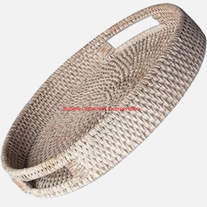 Luxury Natural Rattan Serving Tray With Handles Bohemian Decorative Storage <b>Basket</b> For Home Decor Kitchen & Tabletop Organizer - Product Image 3