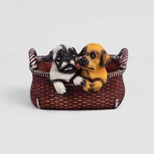 รูปปั้นเพื่อนสุนัขพันธุ์ปั๊กทำมือสไตล์ดั้งเดิมจากเรซิ่น ดีไซน์ลวดลายสัตว์ที่ประณีต - Product Image 2