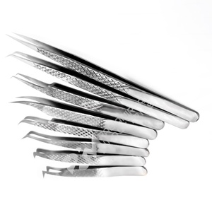 RMI Nouveau produit tendance Pince à épiler pour extensions de cils en argent Shin, modèle standard 5 points, 45 degrés / pointe droite, ensemble de pinces à épiler - Product Image 6