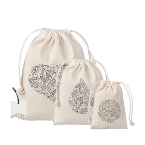 Bolsa con cordón de Calicó natural de lona de algodón ecológico personalizada al por mayor con logotipo impreso - Product Image 1