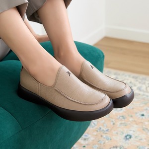 [JSHOE] Zapatos Sin Cordones Cómodos de Piel de Vacuno Genuina Hechos a Mano, Mocasines Casuales de Piel de 4 cm, Ligeros y Antideslizantes para Mujer - Product Image 1