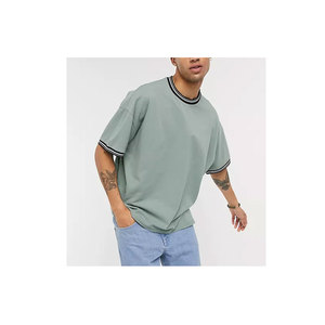 Camisetas con Logo estampado para hombre, camiseta de manga corta de 100% algodón con adorno de contraste personalizado - Product Image 1