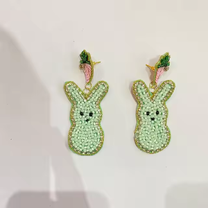 2025 haute couture en gros fait à la main au crochet perle de rocaille mode Multi couleur boucles d'oreilles bijoux artificiels pour femmes boucles d'oreilles - Product Image 2