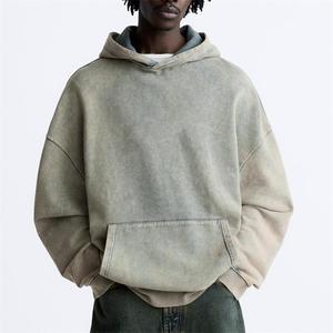 OEM, nouveauté, sweat à capuche ample couleur délavée, pull-over épais et surdimensionné en denim pour hommes, livraison DDP - Product Image 2