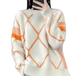 Pullover rundhalsausschnitt Damen Frühjahr/Herbst neue Wolle O-Ausschnitt Pullover hochwertig weich weiblich locker modisch gestrickter Pullover