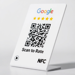 ขายตรงใสแทรก présentoir de Table NFC PVC เมนูยืนทบทวน Google <span class=keywords><strong>Avis</strong></span> NFC อะคริลิคยืนแสดง - Product Image 1