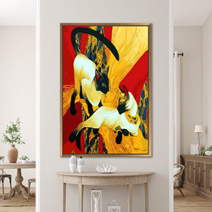 Printed <b>Canvas</b>: Gustav Klimt's Two Cats Artwork, Elegant Cat Lover Gift,Gold <b>Framed</b> - Product Image 1