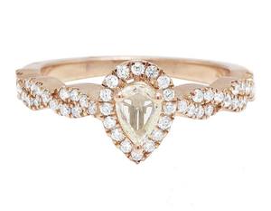 Moissanite diamante joyería plata esterlina chapado en oro redondo y pera diamante antiguo boda compromiso banda anillo para mujer - Product Image 1