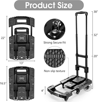 Chariot à main pliable à 6 roues robuste et portable, chariot à bagages pliable en plastique OEM pour cuisine, salle de bain, salon