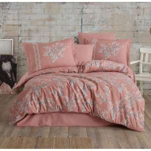 Ensemble de housse de couette Camila Salmon Hobby Double Ranforce Literie élégante de couleur saumon pour un sommeil confortable - Product Image 1