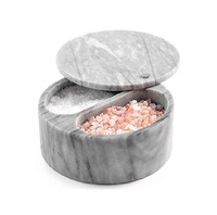 Latest Design Marble Salt Sugar Bowl for Tableware Decorate Kitchen Tools & Gadgets White Stone with Brass Knobs