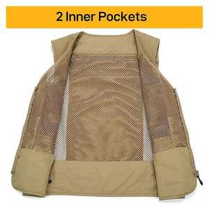Vente chaude hommes Multi poches Cargo gilet pour escalade tir photographie maille pêcheur journaliste pêche gilet - Product Image 2