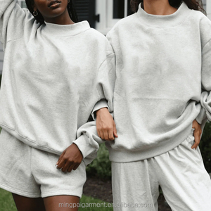 OEM logotipo personalizado de alta calidad 100% algodón francés Terry Varsity Oversized Pilates Yoga Reversible mujer cuello alto sudadera - Product Image 2