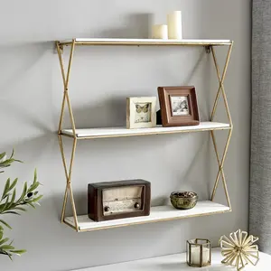 ชั้นวางของลอยติดผนังกรอบโลหะสี่เหลี่ยมเคลือบสีดำสไตล์หรูหรา - Product Image 4