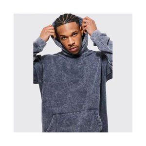 Sudadera con capucha acolchada de invierno personalizable para hombre, jersey de patrón sólido, estilo lavado con ácido, estampado Digital, cuello con capucha hecho en fábrica - Product Image 5