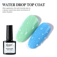 Robifel Top Coat Gel Non Toxique Écologique Fournitures pour Ongles Salon 7ml Nouveau Transparent Sans Résidu Effet Goutte d'Eau 3D