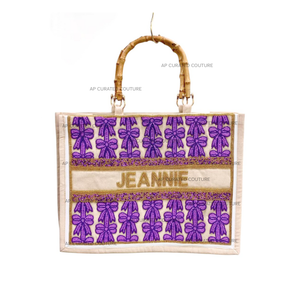 Tùy Chỉnh Cá Nhân Đính Cườm <span class=keywords><strong>Tote</strong></span> Túi Xách Với Tên Handmade Hoa Thêu Tay Cầm Bằng Gỗ Mỹ Phẩm Trường Hợp Độc Đáo Cá Nhân Cảm Ứng - Product Image 3