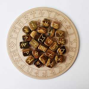 Juego de Runas de ojo de tigre de la mejor calidad, Feng Shui tallado, piedras de adivinación caídas de cristal hechas a mano para equilibrio de energía - Product Image 3