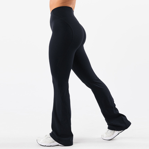 OEM Custom Logo Women Workout <b>Flared</b> Gym <b>Leggings</b> Butt Lifting Fitness Pant Customized High Waist Wide Leg Women Yoga <b>Leggings</b> - Product Image 3