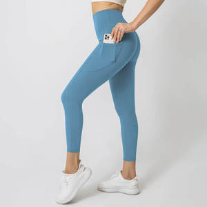 High Quality Custom Logo Wholesale Girls Breathable Yoga <b>Leggings</b> Women <b>Pockets</b> High Waist Sports Pants Solid Soft Workout Wear - Product Image 2