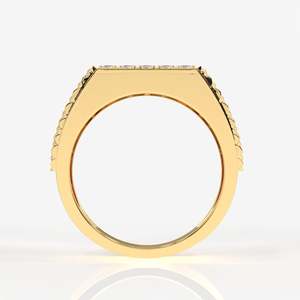 Luxe Heritage Men's 18K Yellow Gold <b>Ring</b> Lab Grown Diamond Cluster <b>Fine</b> Jewelry with Rhodium Plating Hip-hop Style Everyday Wear - Product Image 4