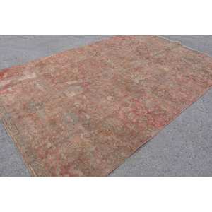 Alfombra de lana de retazos rojo Beige respetuosa con el medio ambiente tradicional, 6,6X10,4 pies, pila media, rectángulo turco, pasillo, habitación de látex para adolescentes, cabecera - Product Image 2