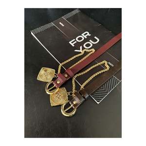 Ceinture pour femme à deux pièces avec chaîne et médaillon, ceinture pour pantalon, veste, robe, chemise - Bordeaux-Marron - Product Image 2