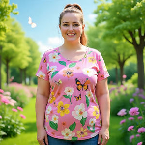 Camisetas de sublimación de talla grande para mujer, camisetas de gran tamaño con estampado de manga corta de secado rápido de Color sólido personalizado para mujer - Product Image 3