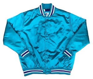 Chaqueta cortavientos bordada de satén de poliéster ligero para hombre, servicio OEM, chaqueta de béisbol, esgrima DEPORTIVA UNIVERSITARIA de invierno - Product Image 1