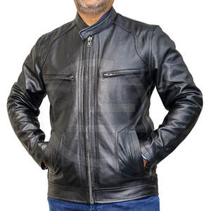 Chaqueta de piel sintética con cintura ajustable para hombre Chaqueta de piel con cremallera para hombre con detalle de hombro elegante - Product Image 1