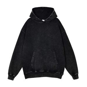 Sudadera con capucha de algodón lavado con ácido High Street Series sudaderas con capucha de ajuste regular lavables Diseño de color de tamaño personalizado Sudaderas con capucha de hombre vintage - Product Image 4