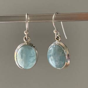 Handmade Boho Earring Oval Brilliant Cut Aquamarine Gemstone 925 Sterling <b>Silver</b> Cabochon Stone Solid <b>Silver</b> Fine Jewelry - Product Image 2