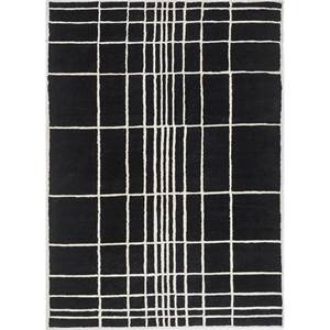Contour Grey & Black <b>Hand</b> <b>Tufted</b> Wool & Viscose <b>Rug</b> Geometric Design for Teenagers Kids Home Use-TNQ-1536 - Product Image 1