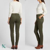 97% coton 3% Spandex Stretch sergé respirant taille haute crayon pantalon pour femmes Anti-rides bureau dame Style plaine teint