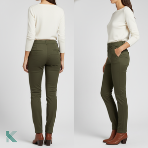 97% algodón 3% Spandex Stretch Twill transpirable pantalones lápiz de cintura alta para mujeres antiarrugas Oficina señora estilo liso teñido - Product Image 3