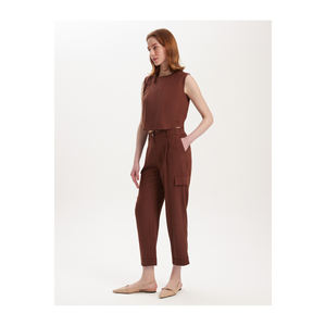 Pantalons en viscose et lin pour femmes avec ceinture élastique, ensembles confortables - Product Image 4
