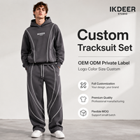 Fabricant de survêtements personnalisés IKDEER, ensemble de pantalons de survêtement et de sweats à capuche noirs à coutures contrastées, style streetwear, ensemble de jogging