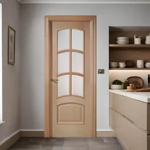 Yüksek kaliteli İspanyol klasik iç kapı ceviz kaplama sunta çekirdek ahşap boncuk yazlık ev için
