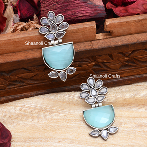 Pendientes Jhumka con Piedras Oxidadas Plateadas, Joyería de Moda para Fiestas para Mujeres y Niñas, Regalo de Boda Tradicional - Product Image 6