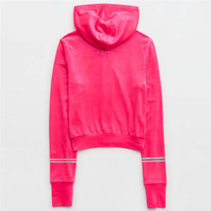 Tendances Produits Nouveautés 100% Coton Dames Velours Survêtements Velours Crop Hoodies et Pantalons Ensembles Femmes 2 Pièces pour Filles - Product Image 4