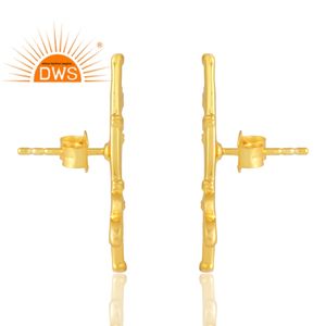 Boucles d'oreilles en argent sterling 18 carats plaqué or avec design fait à la main Demi Fine Jewelry For Women Gift For Her - Product Image 4