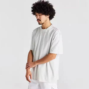 T-shirt pour homme à manches courtes de qualité supérieure, vintage, 100% coton, logo personnalisé, surdimensionné, lourd, décontracté, style streetwear, uni - Product Image 2