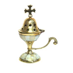 Brûleur à Bakhoor en laiton plaqué or fait à la main, de bonne qualité, incrustation d'os, brûleur à encens Oud à prix compétitif - Product Image 1