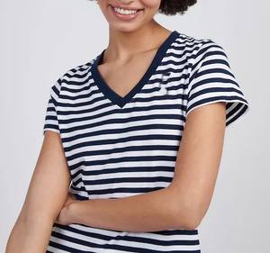 Camiseta Lisa para mujer, camisetas de gran tamaño de calidad premium, superventas, camisetas sostenibles para mujer, cuello en V, logotipo personalizado de dos tonos de color - Product Image 4