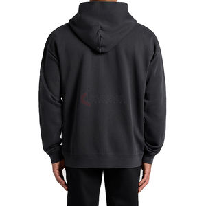 Sudadera con capucha y cremallera para hombre de gran tamaño con hombros caídos de alta calidad 100% algodón poliéster peso pesado logotipo personalizado sin cuerdas - Product Image 4