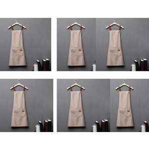 Delantal de Cocina Color Caqui con Logotipo Personalizado, de Algodón, Impermeable, con Tirantes Cruzados Ajustables, para Restaurante, Tienda, Jardín, Trabajo, con Bolsillo - Product Image 1