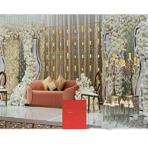 Elegante Decoración de Escenario con Telón de Fondo de Velas para Boda Gujarati, Noche de Garba, Paredes de Velas, Telón de Fondo Moderno para Eventos en EE. UU. - Product Image 1